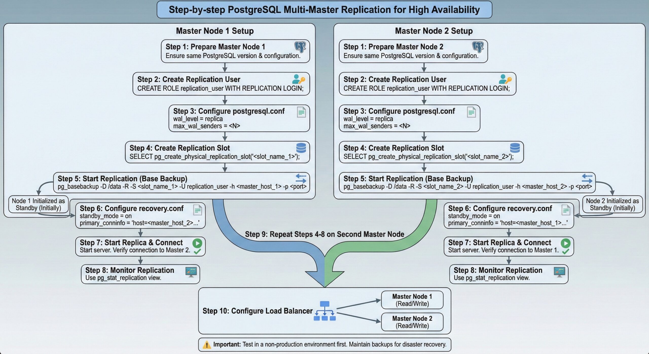 Step-by-step PostgreSQL multi-master Replication for High Availability