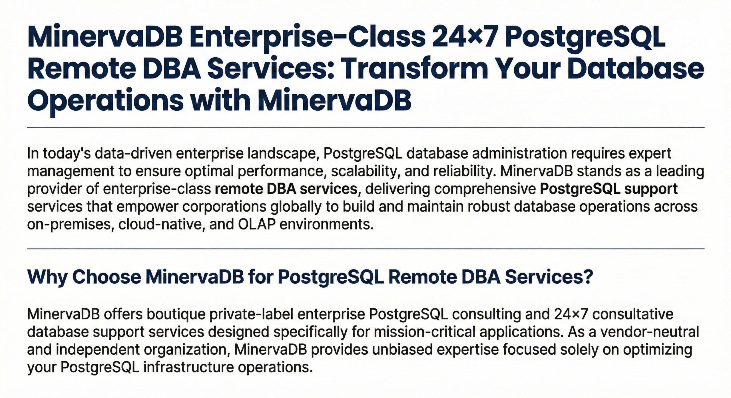 PostgreSQL Remote DBA